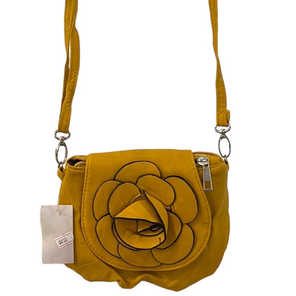 FLOWER PETAL MINI BAG MUSTARD YELLOW NEW WITH TAGS